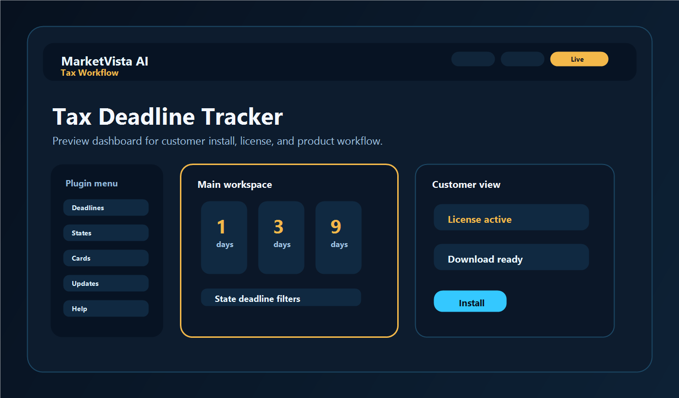 MV Tax Deadline Tracker interface preview